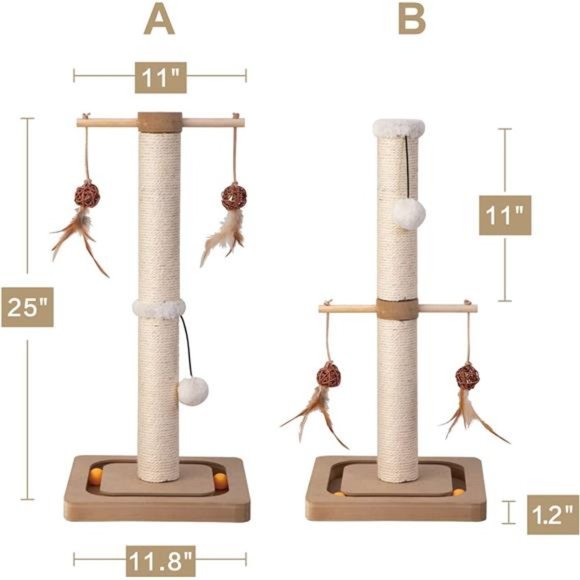 Cat Scratching Post Premium Sisal Toll Scratch Post withTracking Interactive Toy - Picture 2 of 7